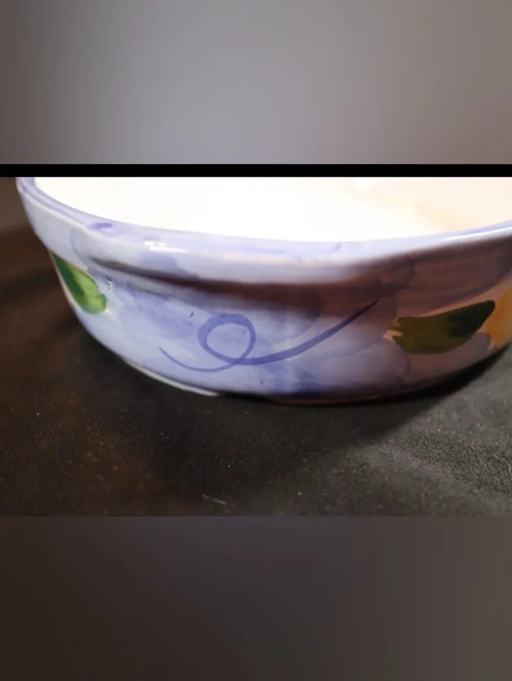 Himark Indigo Hand Painted 13'' Ceramic Blue Floral Oval Baking Casserole
